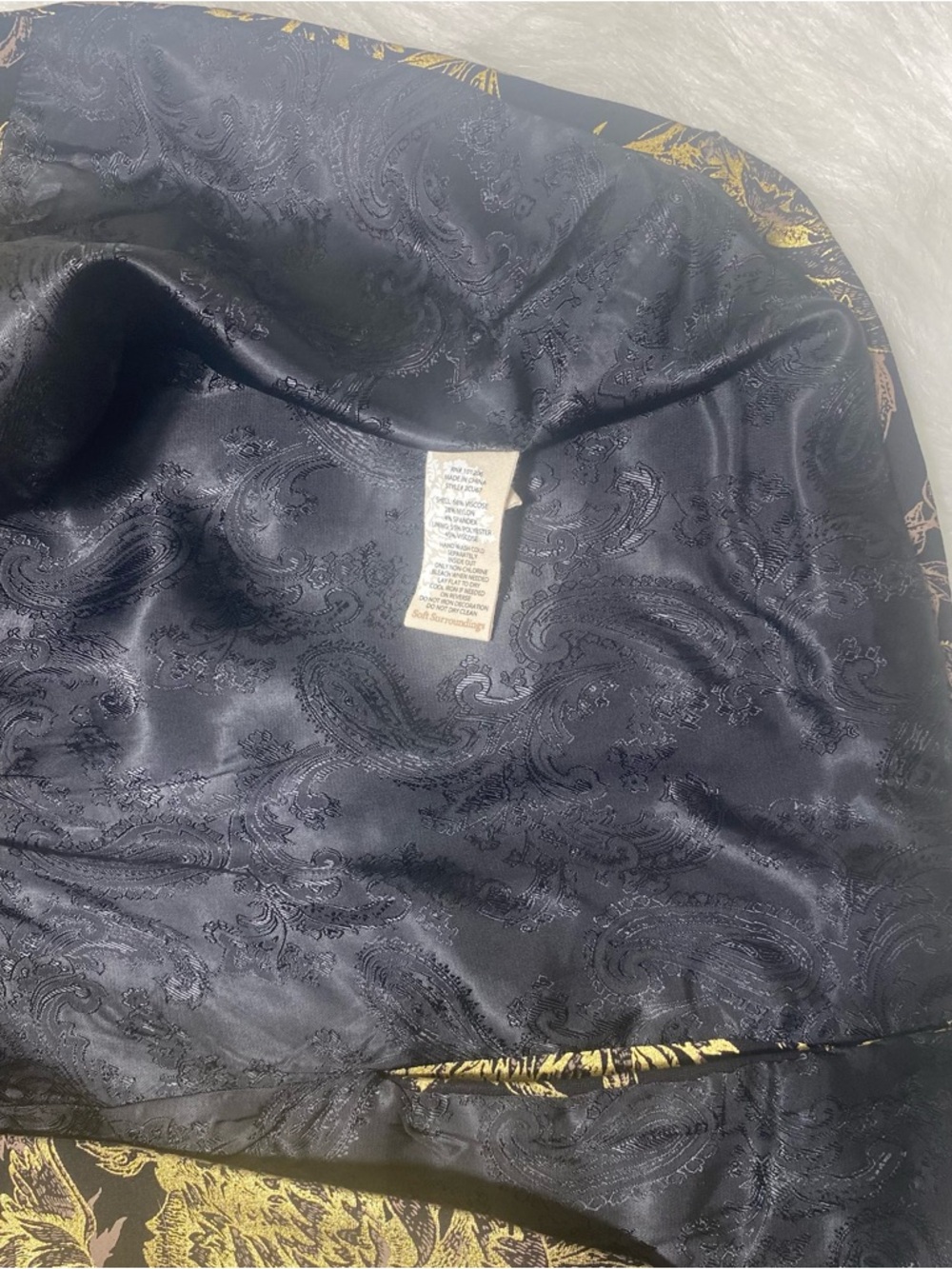 Soft Surroundings Black Blazer with Metallic Gold Floral Brocade - Picture 6 of 11